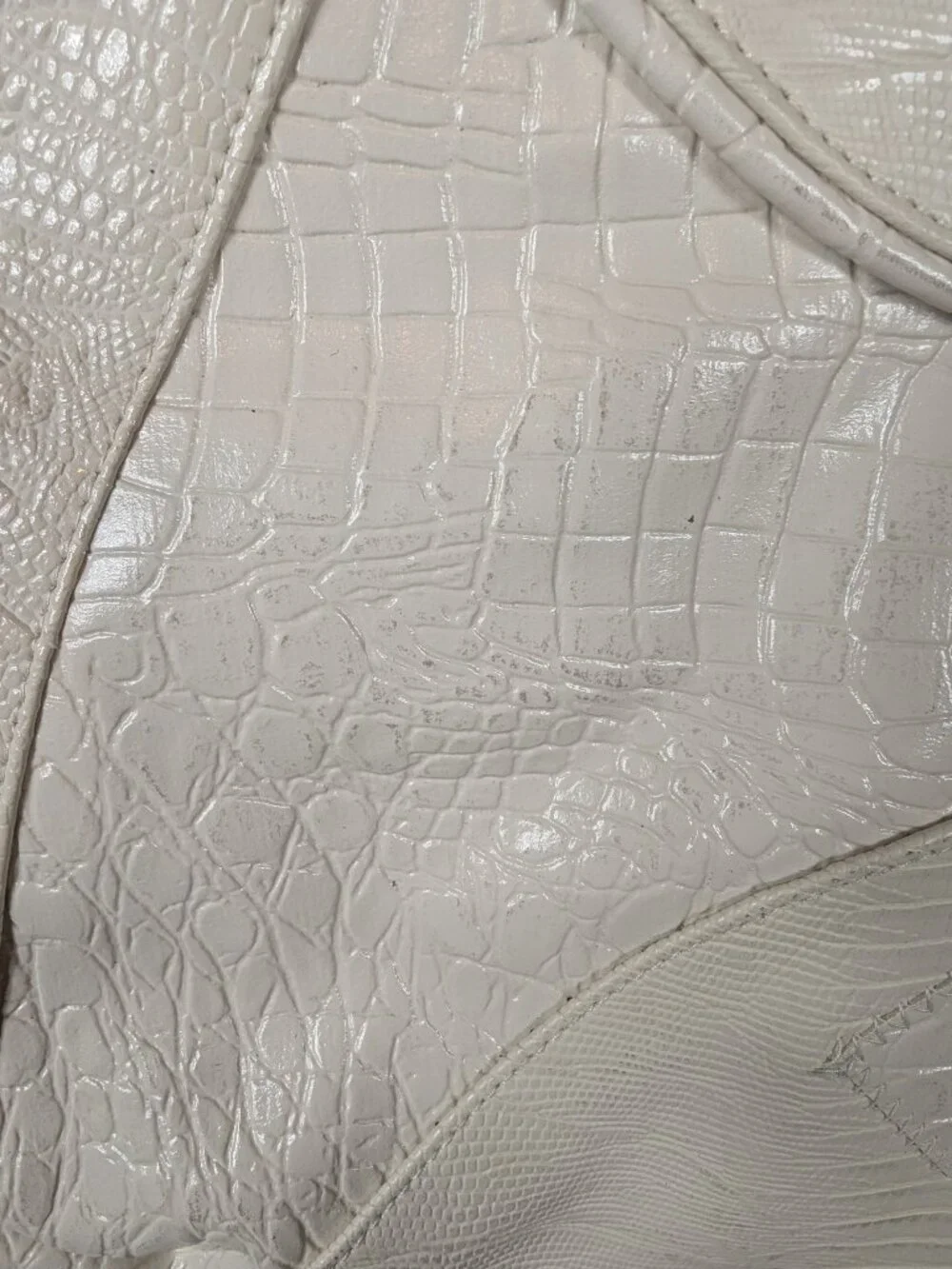 Handbag Monique White Snakeskin Print Texture Purse Shoulder Bag Vintage 80s 90s